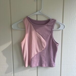 SHEIN Pink and Purple Asymmetrical Crop Tank Top